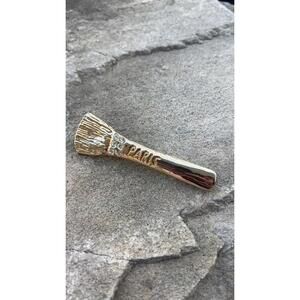 Vintage Gold Tone Makeup Brush “Paris” Brooch